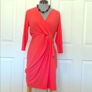 Coral colored wrap dress